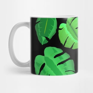 Monstera Plant Leaf Pattern (Black Background) Mug